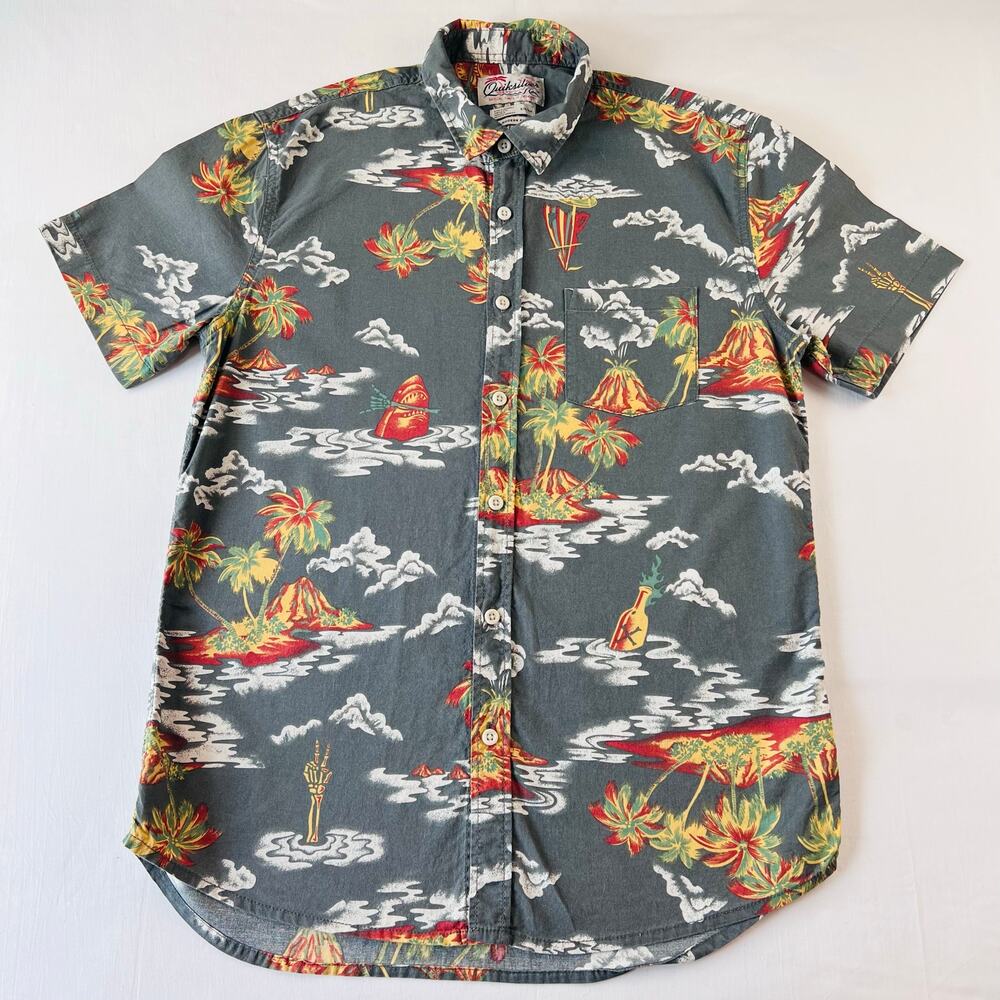 Quiksilver Modern Fit Radical Time In Paris Men's Button Down Shirt Size Small